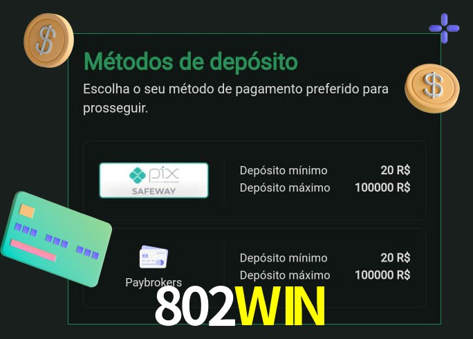 O cassino 802WIN oferece uma grande variedade de métodos de pagamento